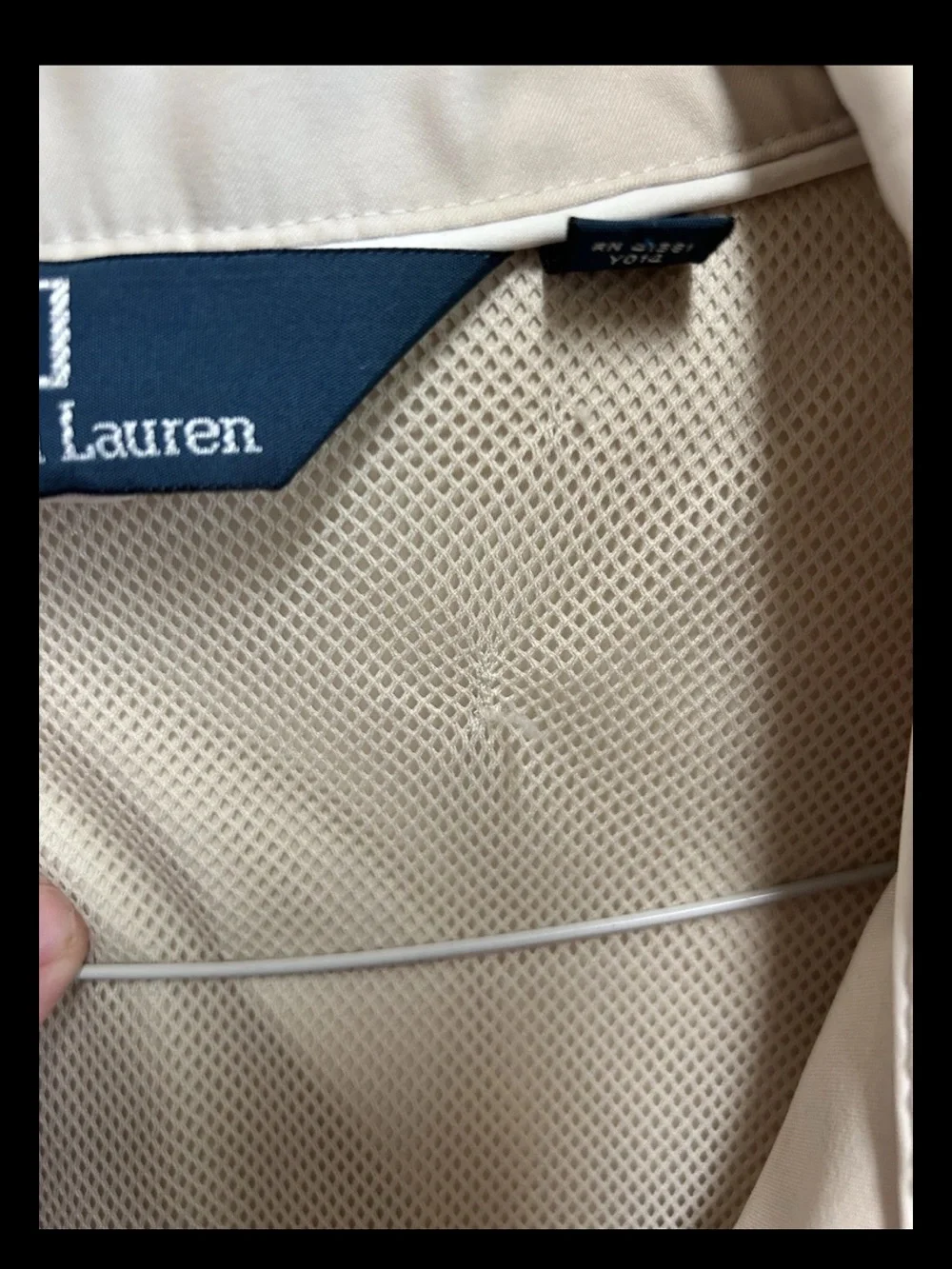 Polo Ralph Lauren Jacket Mens Size XXL Beige Windbreaker 1/2 Zip Mesh Liner